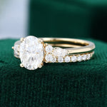 Load image into Gallery viewer, Yellow Gold Oval Moissanite Engagement Ring Set
