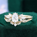 Load image into Gallery viewer, Pear Shaped Moissanite Wedding Set Cluster Bridal Ring Set
