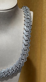 Load image into Gallery viewer, 22mm Moissanite Round and Baguette Cuban Link Chain - 925 Silver- D Colour - Vvs1