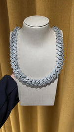 Load image into Gallery viewer, 22mm Moissanite Round and Baguette Cuban Link Chain - 925 Silver- D Colour - Vvs1