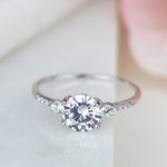 Load image into Gallery viewer, 1ct Round Cut 3-Stone Sterling Silver Engagement Ring image 5