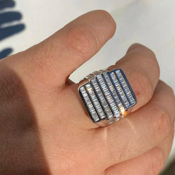 Big Baguette Moissanite Diamond Ring 925 Sterling Silver