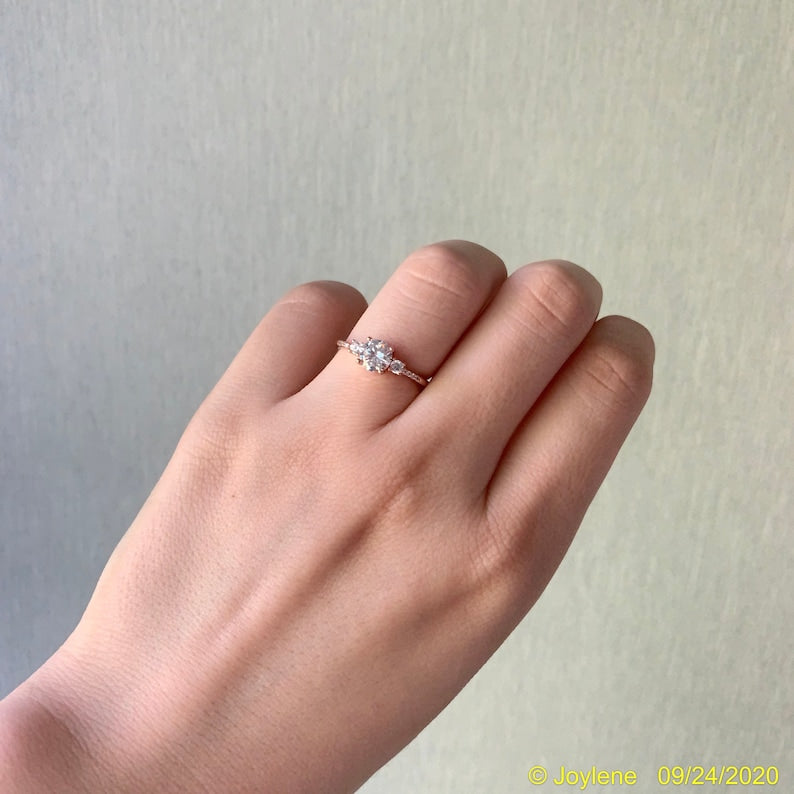 1ct Round Cut 3-Stone Sterling Silver Engagement Ring image 8