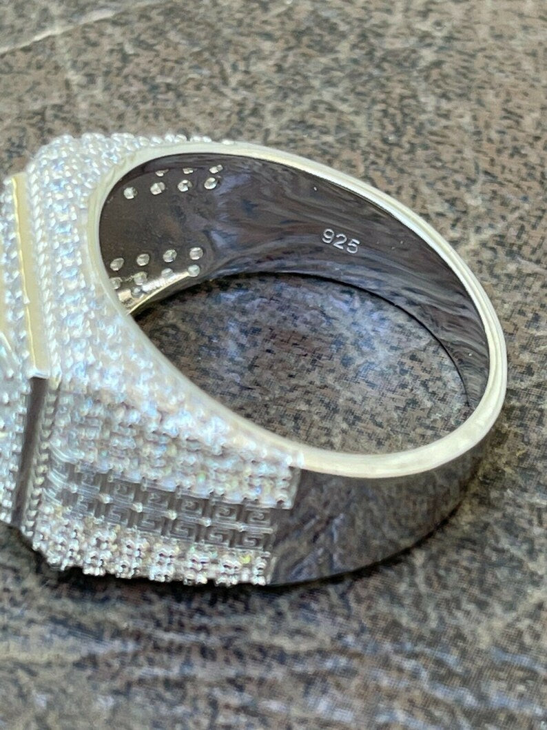 Square Diamond Ring Iced Out Baguette Moissanite Diamond