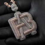 Load image into Gallery viewer, Iced Out Custom Pendant FAB Name Pendant 925 sterling Silver
