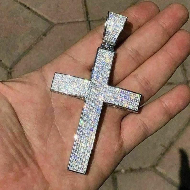 Iced Out Cross Pendant, Iced Out Chain With Pendant