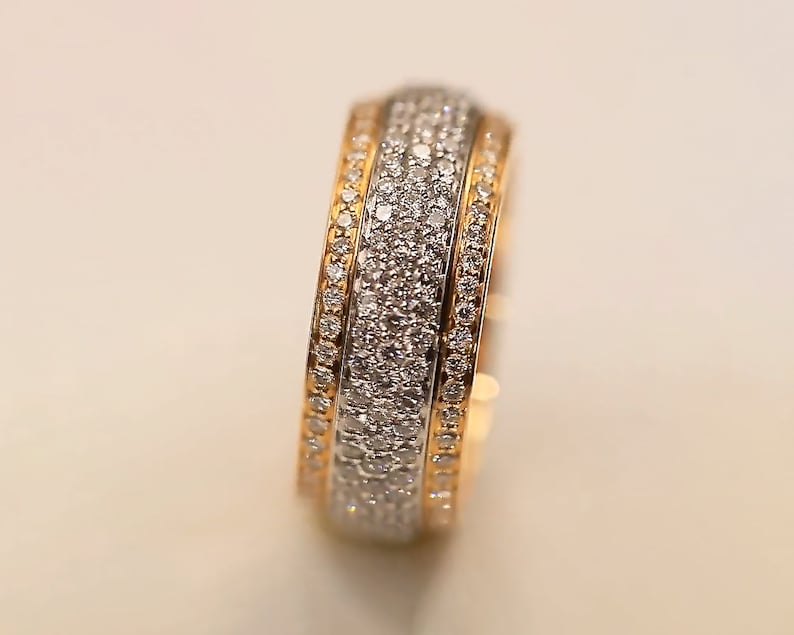 Iced Out Spinner Ring, Moissanite Fidget Ring