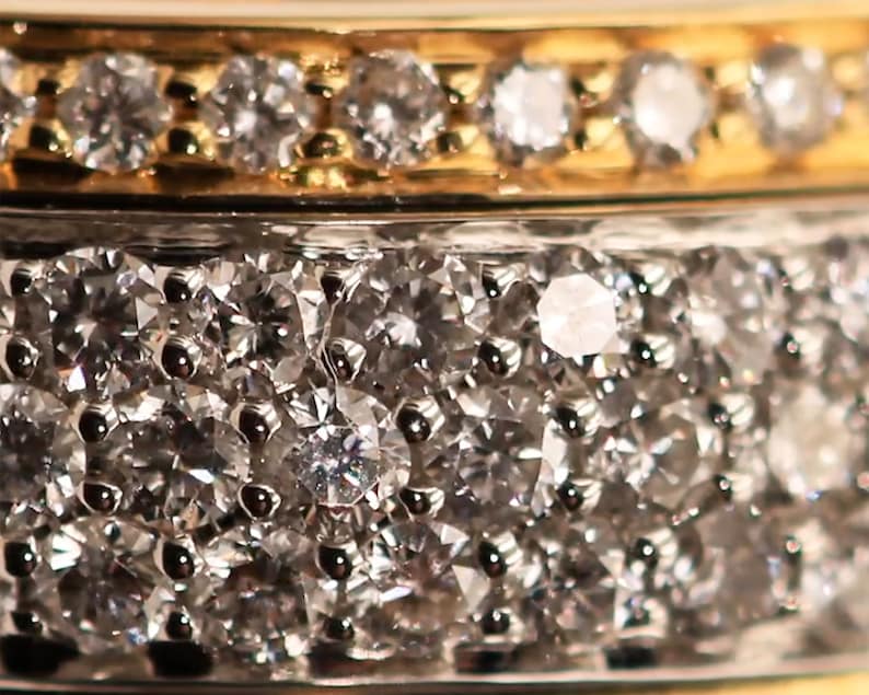 Iced Out Spinner Ring, Moissanite Fidget Ring