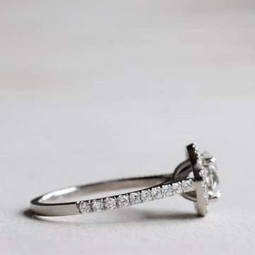 1.5 carat Round Lab Diamond Halo Engagement Ring, Platinum Ring image 2