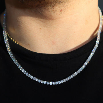 Tennis Chain VVS 14k White Gold 3mm 4mm 16 18 20 22 inch Diamond Iced Lab CZ Sterling Silver image 5