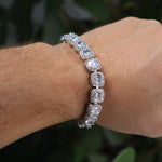Load image into Gallery viewer, Clustered Tennis Bracelet 10mm 14k White Gold Silver VVS Lab Diamond Fashion High Quality image 4