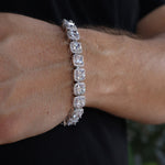 Load image into Gallery viewer, Clustered Tennis Bracelet 10mm 14k White Gold Silver VVS Lab Diamond Fashion High Quality image 8