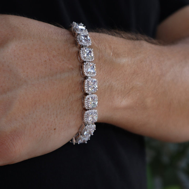 Clustered Tennis Bracelet 10mm 14k White Gold Silver VVS Lab Diamond Fashion High Quality image 8