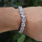 Load image into Gallery viewer, Clustered Tennis Bracelet 10mm 14k White Gold Silver VVS Lab Diamond Fashion High Quality image 10