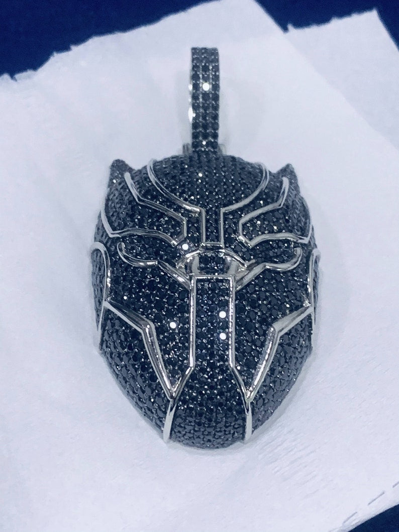 Sterling Silver 925 Hip Hop Iced Out Black Panther Pendant