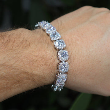 Clustered Tennis Bracelet 10mm 14k White Gold Silver VVS Lab Diamond Fashion High Quality image 1