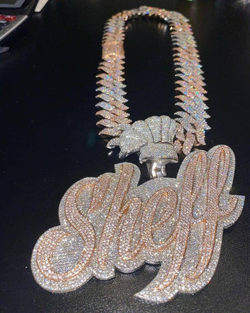 Custom Iced Out Pendant 925 Sterling Letter Pendant Rose Gold