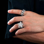 Load image into Gallery viewer, Iced Out Moissanite Ring Star Rings 925 Sterling Silver Men Ring
