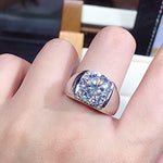 Load image into Gallery viewer, Round Cut Moissanite Diamond Men&#39;s Ring, 925 Sterling Silver Proposal Ring, Wedding &amp; Engagement Ring, Valentine Gifts For Him, Fine Jewelry
