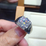 Load image into Gallery viewer, Round Cut Moissanite Diamond Men&#39;s Ring, 925 Sterling Silver Proposal Ring, Wedding &amp; Engagement Ring, Valentine Gifts For Him, Fine Jewelry
