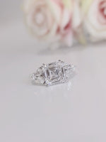 Load image into Gallery viewer, 5 Carat Asscher Cut E/VVS2 IGI certified total 6 Carats Lab Grown Diamond Anniversary Ring 14K White Gold image 6