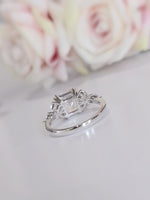 Load image into Gallery viewer, 5 Carat Asscher Cut E/VVS2 IGI certified total 6 Carats Lab Grown Diamond Anniversary Ring 14K White Gold image 4