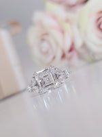 Load image into Gallery viewer, 5 Carat Asscher Cut E/VVS2 IGI certified total 6 Carats Lab Grown Diamond Anniversary Ring 14K White Gold image 1