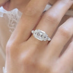 Load image into Gallery viewer, 5 Carat Asscher Cut E/VVS2 IGI certified total 6 Carats Lab Grown Diamond Anniversary Ring 14K White Gold image 2