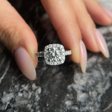 Round Cut 2 carat D Color VVS1 Clarity IGI Certified Lab Grown Diamond Halo Engagement Ring, Side Round Diamonds, 14k Gold image 1