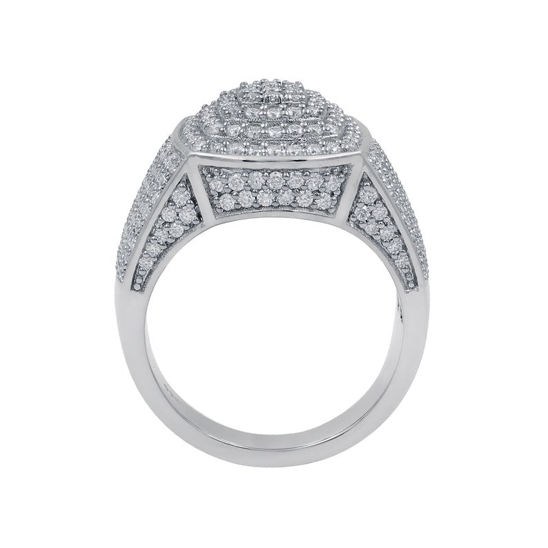 Big Moissanite Iced Out Hip Hop Ring for Men, Micro Paved Iced Out Ring