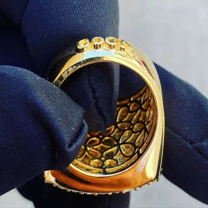 Iced Out Ring Customize JT Yellow Gold Plated