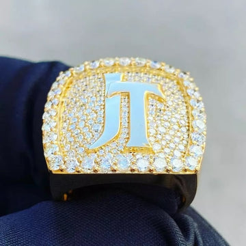 Iced Out Ring Customize JT Yellow Gold Plated