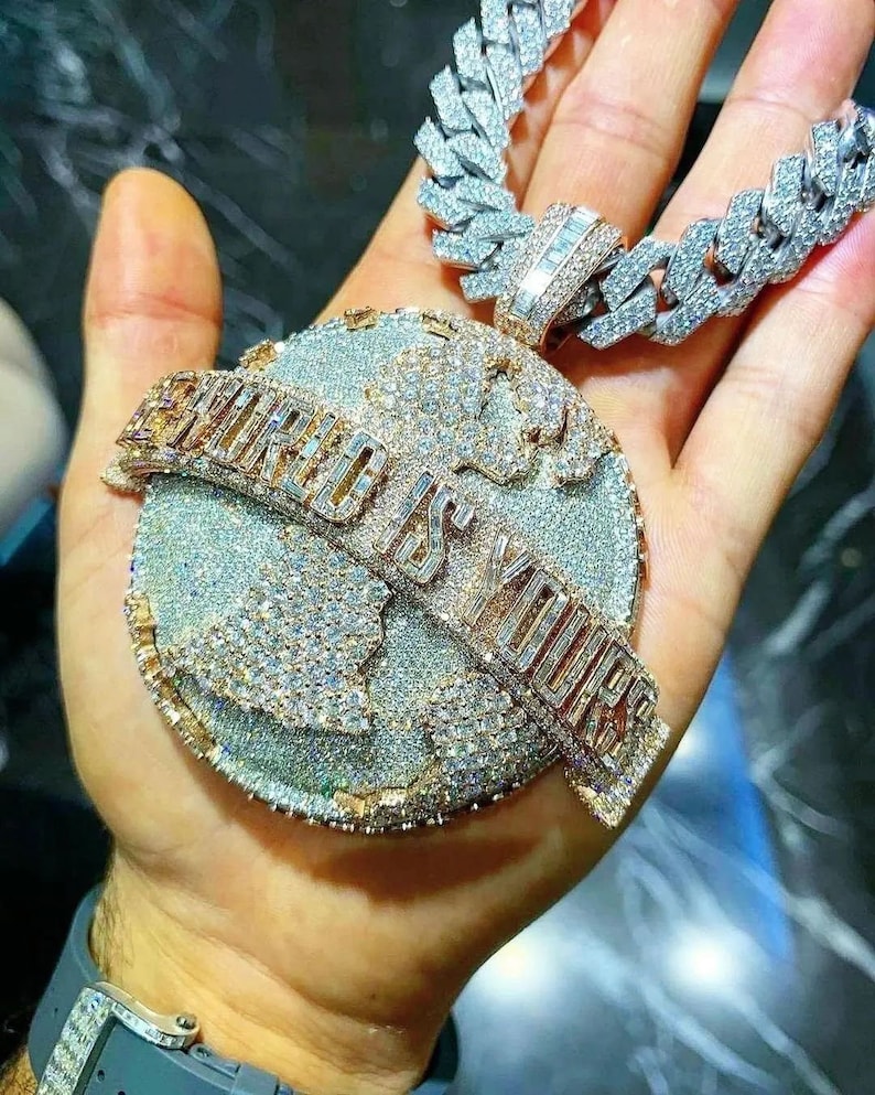 The World is Yours Iced Out Hip Hop Pendant