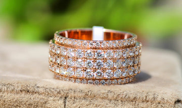 VVS1 Moissanite Hip Hop Ring for Men, Solid  Rose Gold Band, Hip Hop Trendy Design Men's Ring