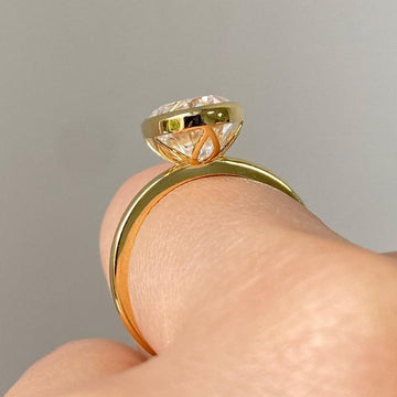 2.3 CT Oval Cut Bezel Set Solitaire|Oval Cut Engagement Ring|14k Solid Yellow Gold|Lovely Tulip Setting|Bridal Promise Ring|Anniversary Gift image 2