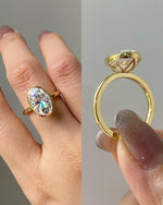 Load image into Gallery viewer, 2.3 CT Oval Cut Bezel Set Solitaire|Oval Cut Engagement Ring|14k Solid Yellow Gold|Lovely Tulip Setting|Bridal Promise Ring|Anniversary Gift image 6