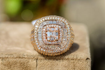 VVS1 Moissanite Hip Hop Ring for Men, Solid Rose Gold Ring