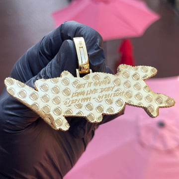 Fully Iced out Charm Letter Pendant DOEY Iced Out Pendant