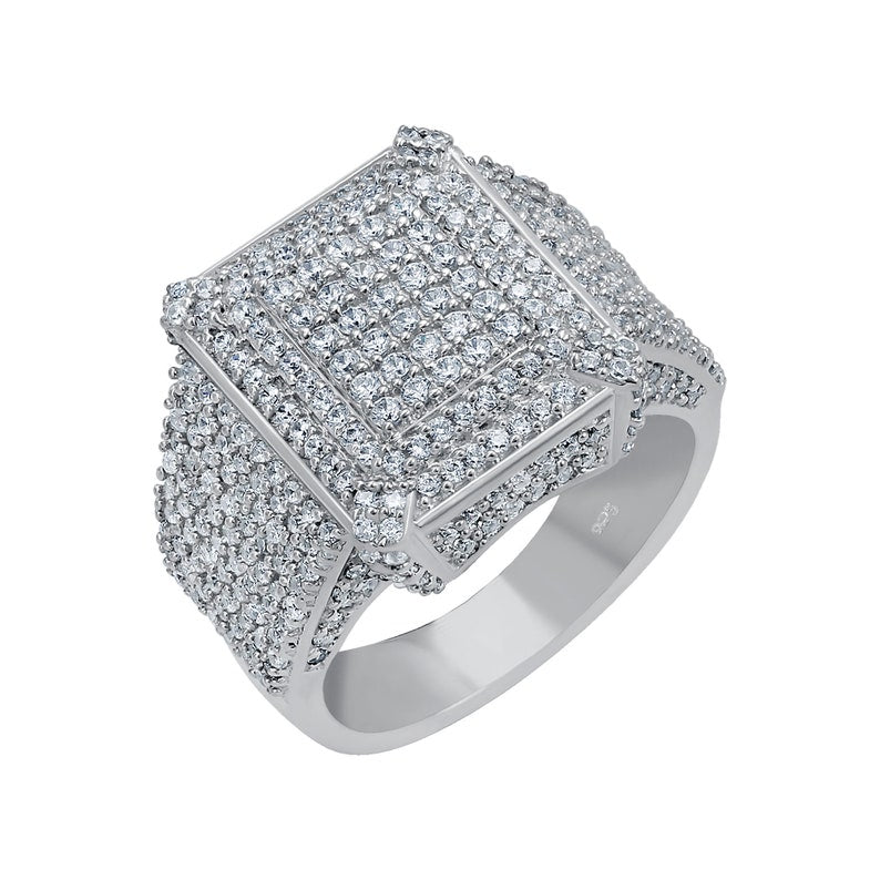 2.24 Ct Moissanite Hip Hop Men's Ring, Chunky Square Ring