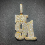 Load image into Gallery viewer, Iced Out Number Pendant 91, Moissanite Hip Hop Pendant
