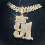 Load image into Gallery viewer, Iced Out Number Pendant 91, Moissanite Hip Hop Pendant
