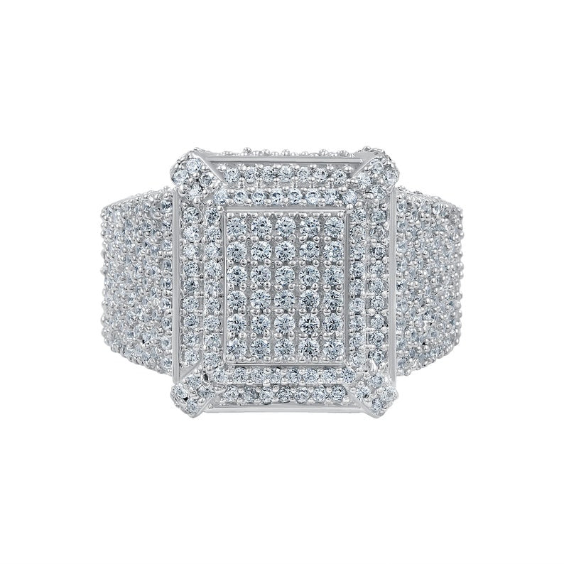 2.24 Ct Moissanite Hip Hop Men's Ring, Chunky Square Ring