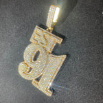 Load image into Gallery viewer, Iced Out Number Pendant 91, Moissanite Hip Hop Pendant
