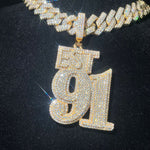 Load image into Gallery viewer, Iced Out Number Pendant 91, Moissanite Hip Hop Pendant
