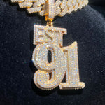 Load image into Gallery viewer, Iced Out Number Pendant 91, Moissanite Hip Hop Pendant
