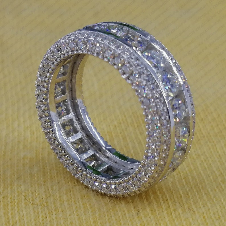Lab Grown Diamond Eternity Wedding Band - 14K White Gold Men's Ring image 3