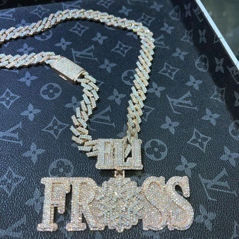 Custom Iced out Letter Pendant, FROSS Iced Out Diamond Pendant