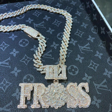 Custom Iced out Letter Pendant, FROSS Iced Out Diamond Pendant