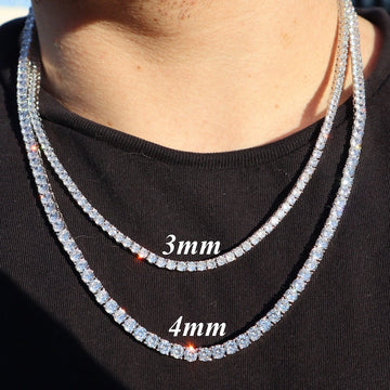 Tennis Chain VVS 14k White Gold 3mm 4mm 16 18 20 22 inch Diamond Iced Lab CZ Sterling Silver image 1