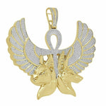 Load image into Gallery viewer, Iced Out Pendant Yellow Gold Plated Twins Anubis Horus Pendant
